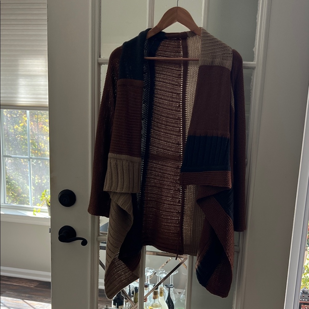 Colorblock Open Front Cardigan